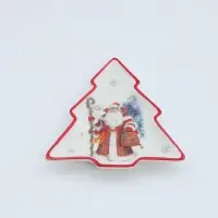Блюдо сервировочное новогоднее Доляна &laquo;В гостях у Деда Мороза&raquo;, 23&times;20&times;2.2 см, доломит, белая, красная