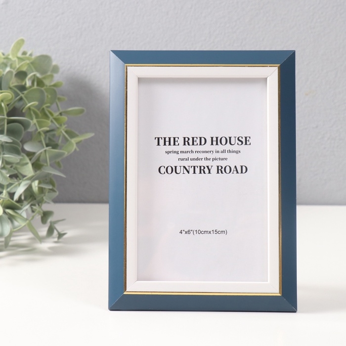 Фоторамка пластик 10х15 см Фоторамка пластик 10х15 см "Сине-белая" с золотой полосой 1,5х13,2х18 см