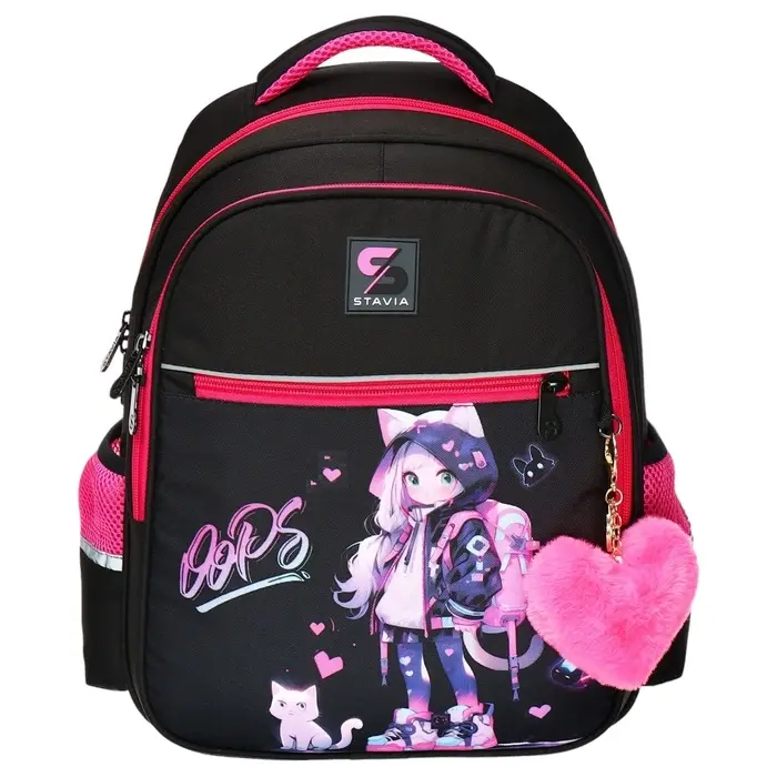 Рюкзак школьный, 40×33×19 см, эргономичная спинка, Stavia «Аниме», чёрный/фиолетовый Рюкзак школьный, 40×33×19 см, эргономичная спинка, Stavia «Аниме», чёрный/фиолетовый