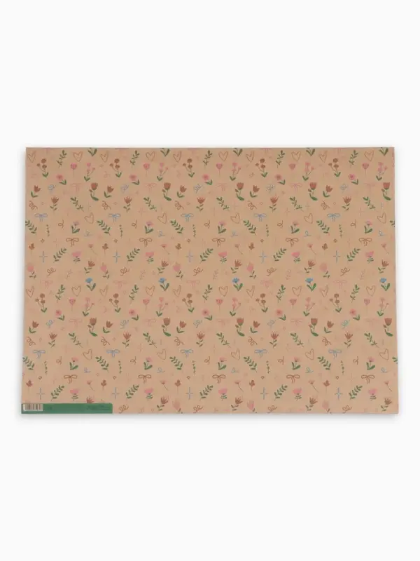 Бумага упаковочная крафт &laquo;Векторные цветы&raquo;, 50&times;70 см