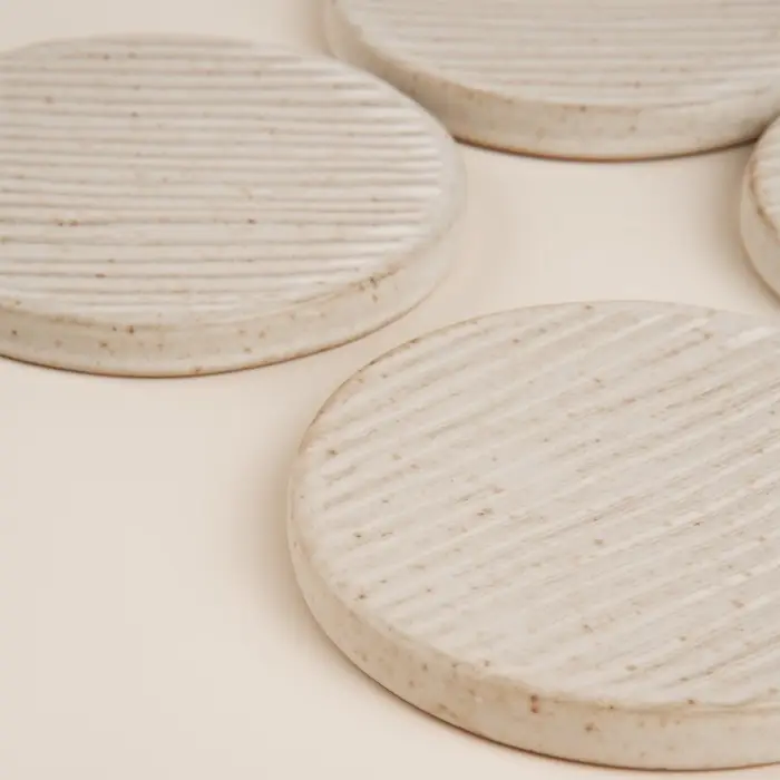 Набор подставок под горячее SL Home &laquo;Виенто&raquo;, под кружу, 4 шт., d=10 см, керамика, бежевый