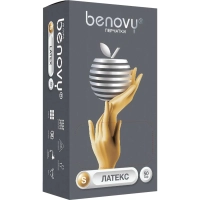 Перчатки мед. смотров. латекс н/c,н/о, текст,2хлор Benovy (S) 50п/уп