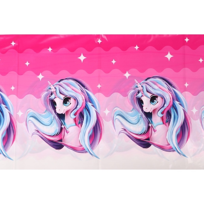 Скатерть одноразовая &laquo;Сказочная единорожка&raquo;, 137 &times; 180 см, розовая