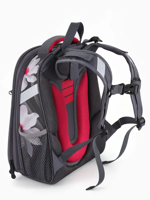 Рюкзак школьный для девочки &laquo;Котёнок с цветочком&raquo;, Stavia, эргономичная спинка, 30&times;16&times;38 см, серый