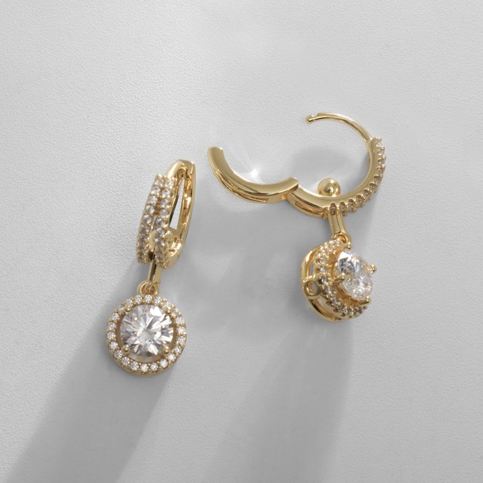 Серьги со стразами XUPING сияние, круг, цвет белый в золоте Серьги со стразами XUPING сияние, круг, цвет белый в золоте