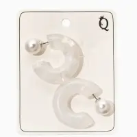 Серьги акрил "Полукольцо с бусиной №10", цвет белый