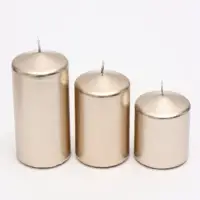 Свеча столбик 6&times;7.5, 10, 12.5 см, набор 3 шт., пудровый металлик