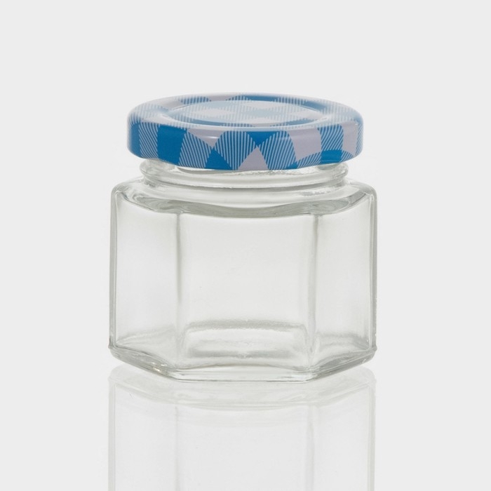 Банка стеклянная для хранения сыпучих продуктов «Классика», 65 мл, 5,5×5,4 см, с металлической крышкой, цвет синий