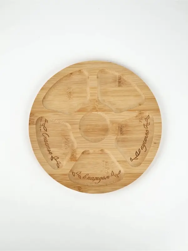 Менажница круглая «Цветы», бамбук, 25 см