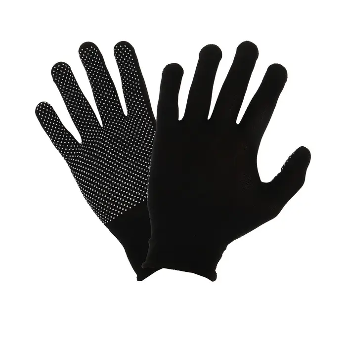 Перчатки садовые, х/б, с нейлоновой нитью, с ПВХ точками, размер 9, чёрные, Greengo Перчатки садовые, х/б, с нейлоновой нитью, с ПВХ точками, размер 9, чёрные, Greengo