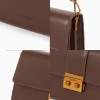 Сумка женская мессенджер TEXTURA на клапане, 26&times;8.5&times;14 см, коричневая