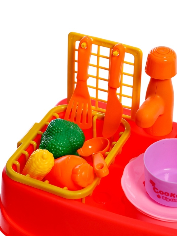 Игровой набор «Чистая кухня», функциональная раковина, посуда, продукты