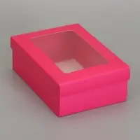 Коробка складная, крышка-дно, с окном, розовая Барби, 24 х 17 х 8 см