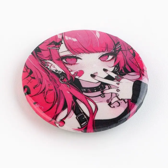 Значок закатной «Розовая аниме», d = 38мм Значок закатной «Розовая аниме», d = 38мм