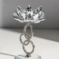 Стеклянный подсвечник на 1 свечу &laquo;Лотос на кольцах&raquo;, d=4 см, 11.2&times;9&times;16.5 см