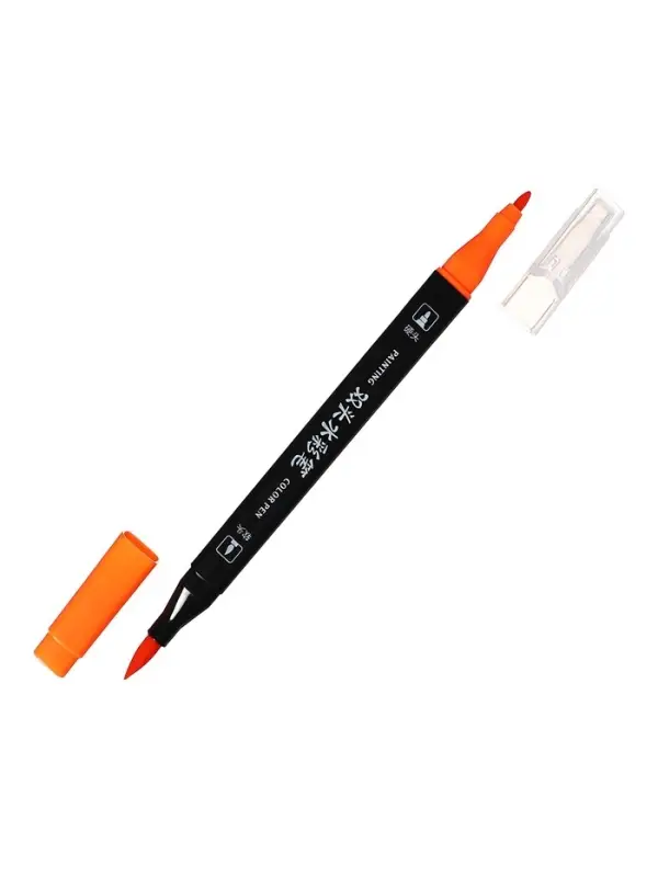 Набор маркеров профессиональных двусторонних 24 цветов, в пенале, c ручкой, микс