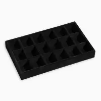Подставка для украшений QF, 18 ячеек, флок, 21&times;12.3&times;2.5 см, чёрная