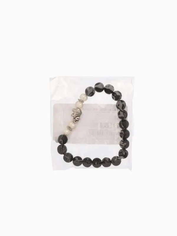 Браслет  Браслет "Слоник" жемчуг, лава, длина 18 см