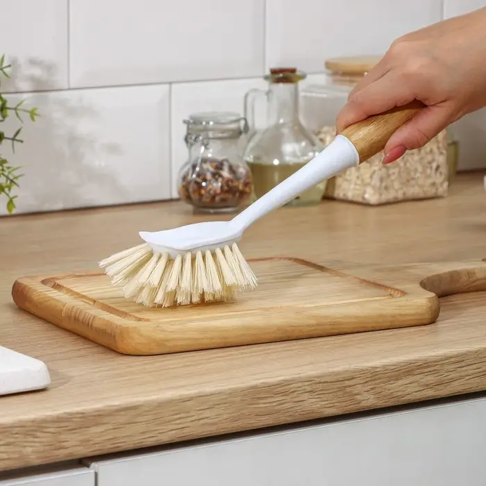 Щётка для посуды Доляна Meli, 8×6,5×29 см, бамбуковая ручка, цвет бежевый Щётка для посуды Доляна Meli, 8×6,5×29 см, бамбуковая ручка, цвет бежевый