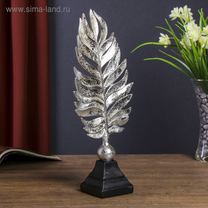 Сувенир полистоун  Сувенир полистоун "Пёрышко" серебро 32х12,5х7 см