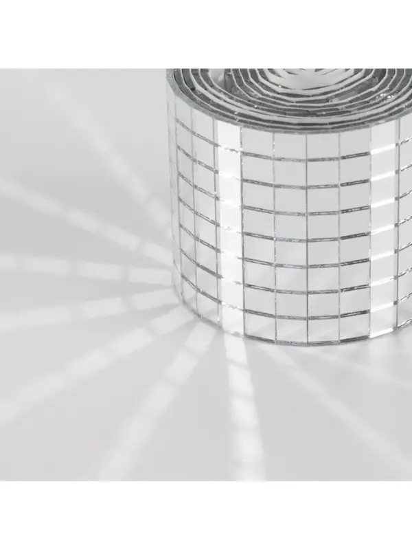 Зеркальная мозаика клеевая, 0.5&times;0.5 см, 8 рядов 4 см, 91&plusmn;2 см, серебряное стекло