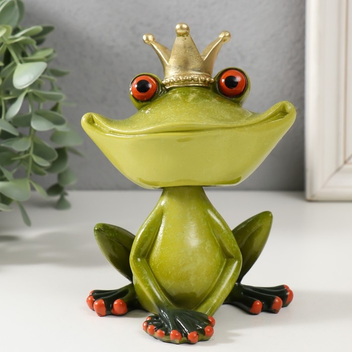 Сувенир полистоун лак Сувенир полистоун лак "Лягушка - царевна" голова на пружинке 14,5х11х8,2 см