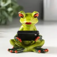 Сувенир полистоун лак "Лягушонок с планшетом" 7,5х7х7,3 см