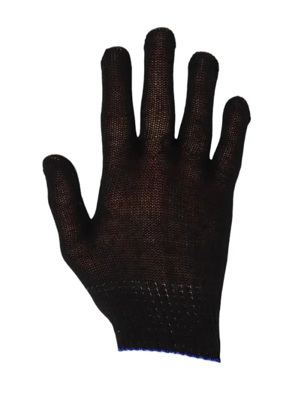Перчатки садовые, хб, вязка 10 класс, 3 нити, размер 9, с ПВХ точками, чёрные Перчатки садовые, хб, вязка 10 класс, 3 нити, размер 9, с ПВХ точками, чёрные