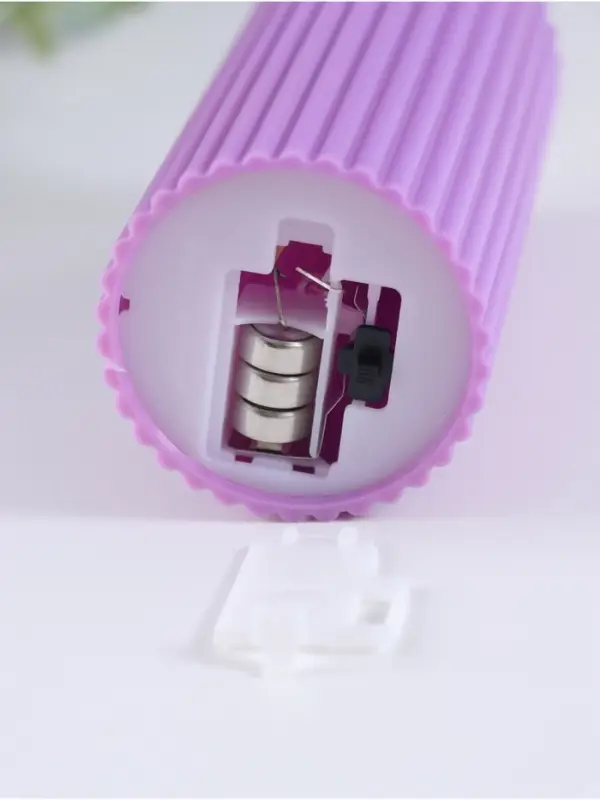 Светодиодная свеча, ночник LED RISALUX &laquo;Уют&raquo;, 3&times;AG13, сиреневый, 5&times;5&times;11 см