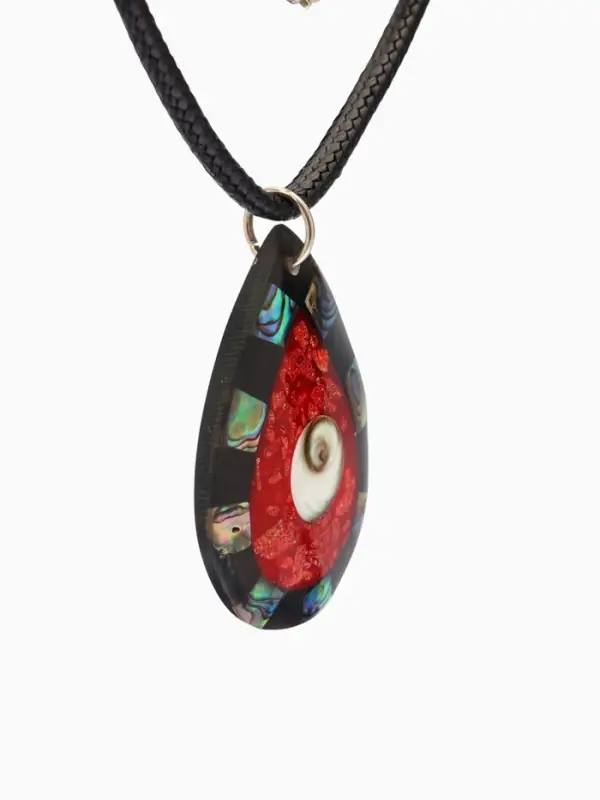 Кулон &laquo;Капля&raquo;, ракушка, чёрно-красный