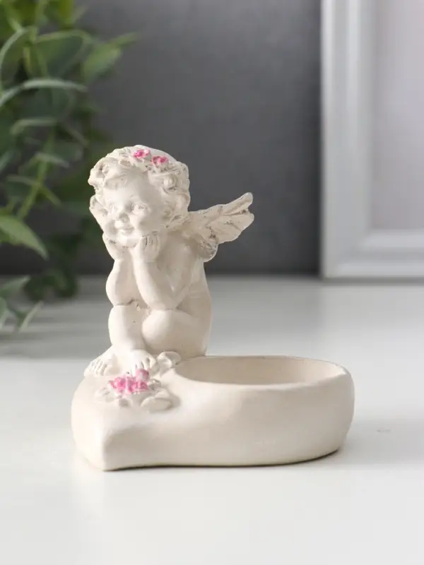 Фигурка - подсвечник на 1 свечу &laquo;Ангел на сердце&raquo;, 8&times;7&times;7.5 см, перламутр
