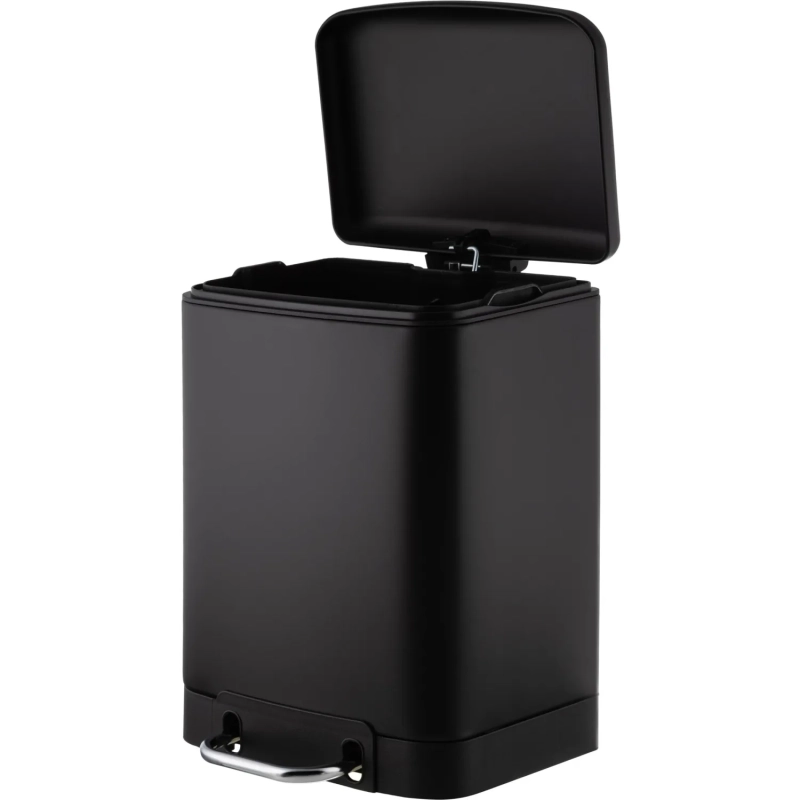Ведро мусорное с педалью и доводчиком Luscan 6л, черное,прямоуг,металл