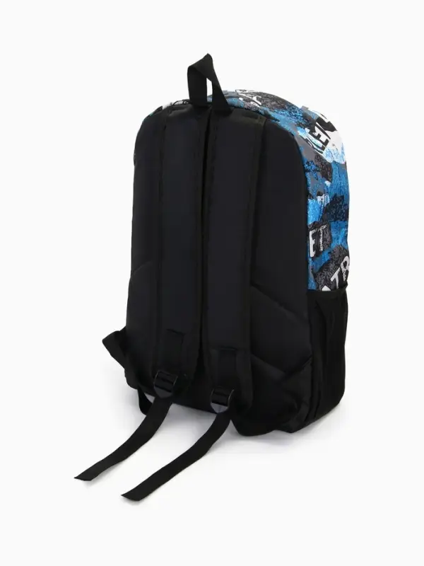 Рюкзак школьный на молнии, с карманами, с принтом, размер 30&times;13&times;42 см, голубой/серый