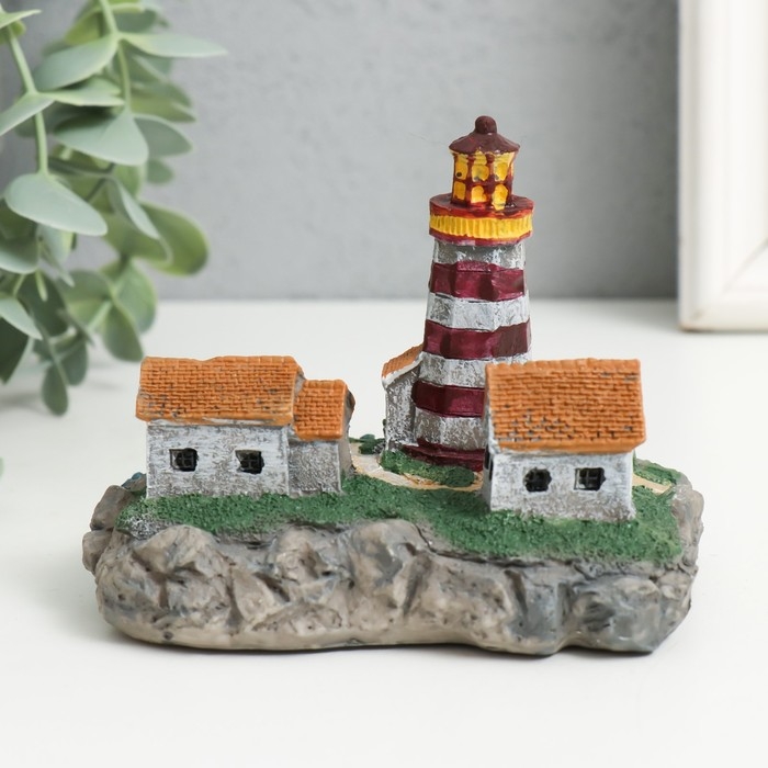 Фигурка для флорариума полистоун "Деревушка у маяка" МИКС 10х7х8,5 см