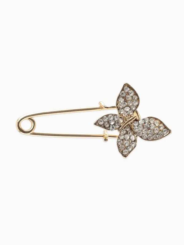 Булавка &laquo;Бабочка&raquo;, 5 см, белая в золоте