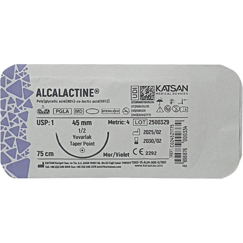 Шовный материал ALCALACTINE 1 75см, колющ. 45мм 1/2 12шт C0245Z1T75
