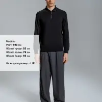 Рубашка поло мужская с длинным рукавом Terrazzo, черная, размер L/XL