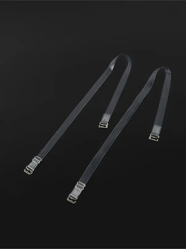 Лямки для бюстгальтера, силиконовые, фурнитура металл, 4 полосы, 1 см, 37 см, пара, прозрачные Лямки для бюстгальтера, силиконовые, фурнитура металл, 4 полосы, 1 см, 37 см, пара, прозрачные