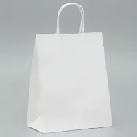Пакет крафт без печати, белый, круглая ручка 22&times;12&times;28 см