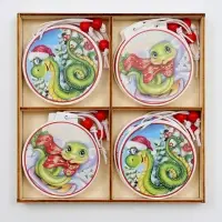 Елочные игрушки в деревянной подарочной упаковке, 12 шт.