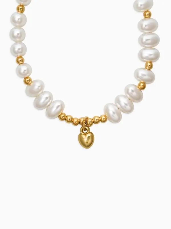 Браслет жемчуг "Рисинкис сердцем" , цвет белый в золоте