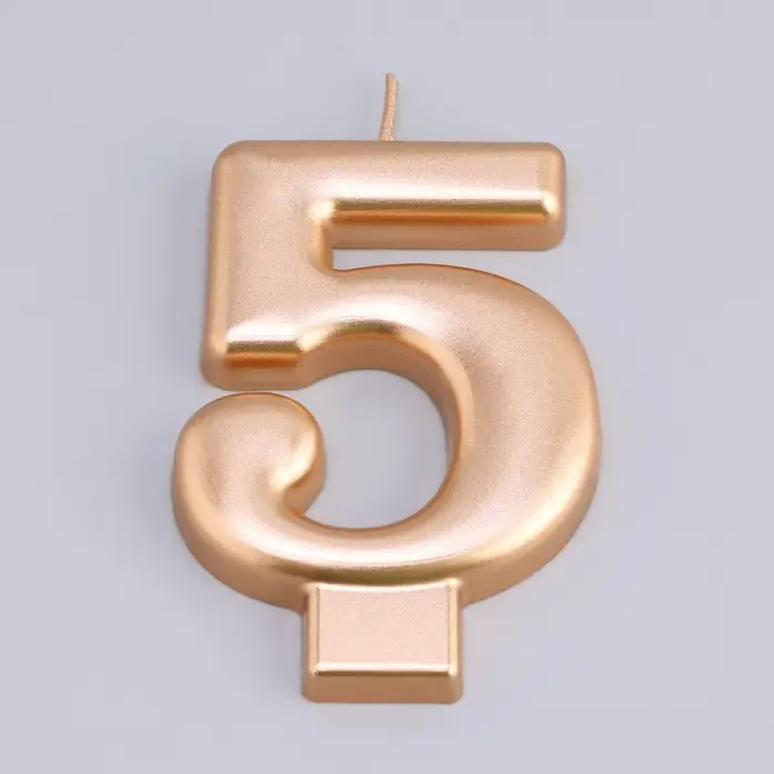 Свеча для торта «Европейская ГИГАНТ», цифра 5, 7 см, розовое золото Свеча для торта «Европейская ГИГАНТ», цифра 5, 7 см, розовое золото
