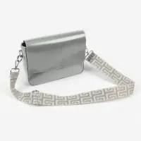 Ручка для сумки &laquo;Орнамент греческий&raquo;, стропа, с карабинами, 139&plusmn;3&times;3.8 см, серо-молочная