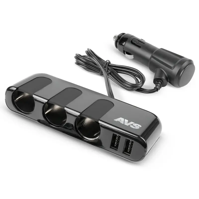 Разветвитель прикуривателя AVS 12/24 (на 3 выхода+2 USB) CS319U
