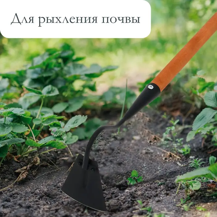 Мотыга, лезвие 10 см, металл, деревянный черенок 100 см, Greengo