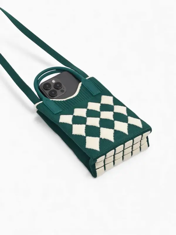 Сумка подр Ромбы, 12*4*17, отд на кнопке, дл ремень, зеленый Сумка подр Ромбы, 12*4*17, отд на кнопке, дл ремень, зеленый