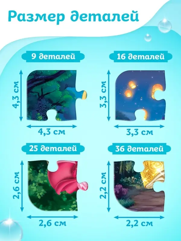 Пазлы 4в1, 9, 16, 25, 36, деталей