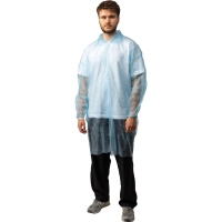 Халат н/с процед, рук.рез, на липуч, XXL, дл.110см, пл 17, голуб, 10шт/уп