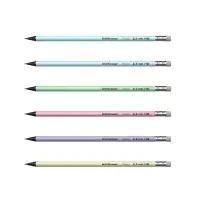 Карандаш чернографитный с ластиком ErichKrause Pastel, HB, круглый в тубусе, МИКС