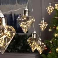 Гирлянда &laquo;Нить&raquo; 3 м с насадками &laquo;Лампочки кристалл&raquo;, IP20, прозрачная нить, 80 LED, свечение тёплое белое, 8 режимов, 220 В